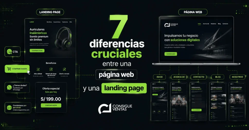 las siete diferencias entre una landing page vs pagina web
