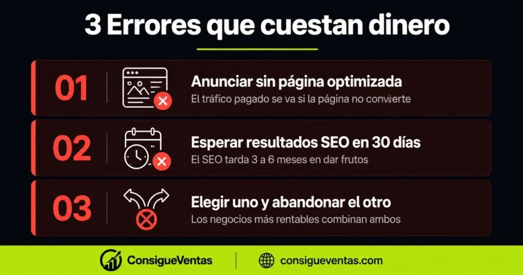 Los 3 errores más comunes de los emprendedores al elegir entre SEO y anuncios pagados en Google