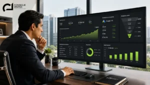 banner-google-ads-peru-remarketing un empresario observando un dashboard