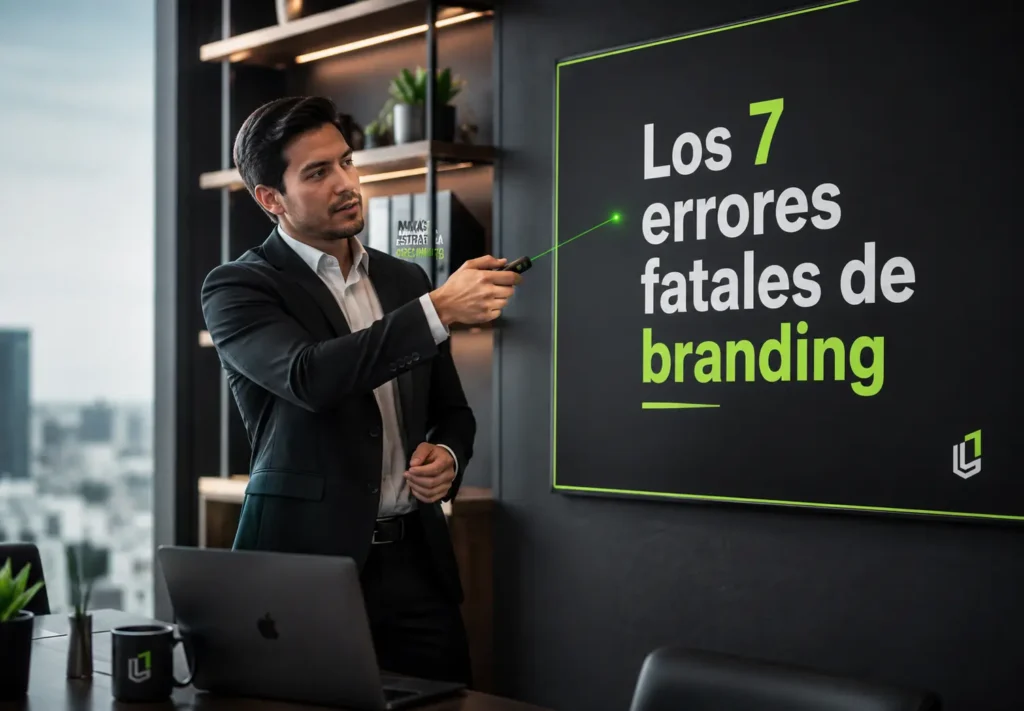 Un profesional indicando los siete errores fatales de branding en lima