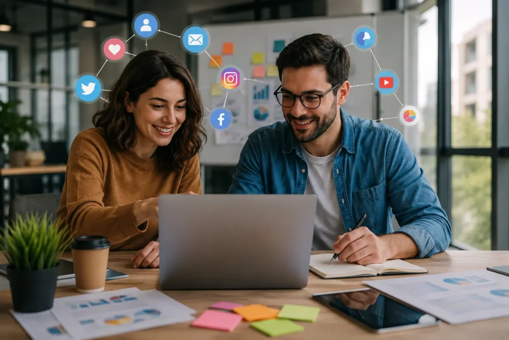 trabajo en conjunto de un community manager y un social media